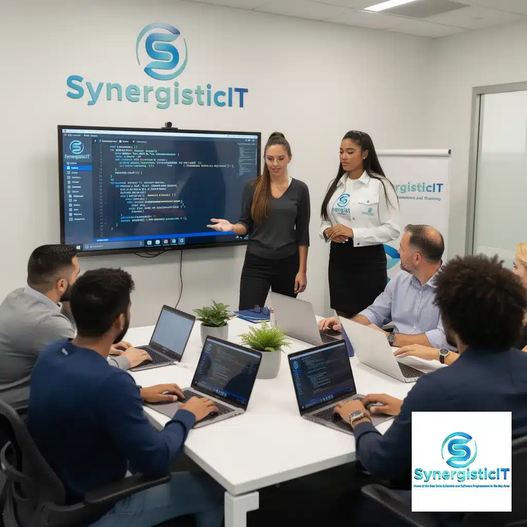 SynergisticIT team presenting software development and IT upskilling training in Fremont, California.