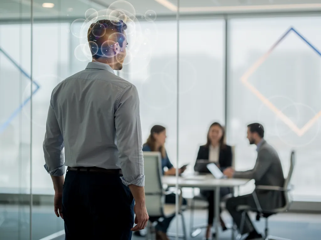 Stressed job candidate pausing mid-answer during interview